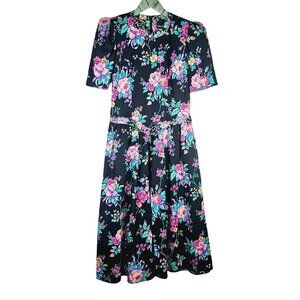 Vintage Positive Attitude 1980's Bold Floral Grunge Alt Basque Body Dress, 5/6